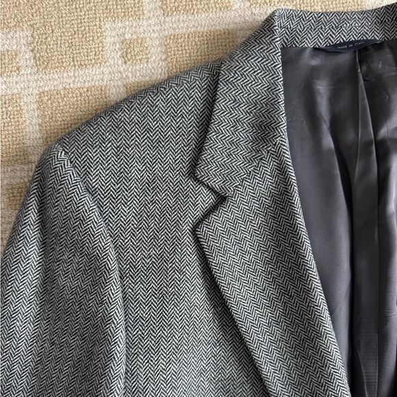 Brooks Brothers Vintage Herringbone Wool Blazer Cocktail Work Black White 44L - Picture 4 of 8